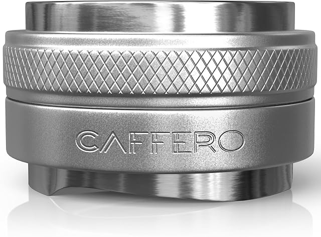 CAFFERO 53.3mm Coffee Distributor & Tamper for Sage and Breville 54mm Portafilters - Adjustable 2-1 Espresso Leveler & Tamping Tool - Heavyweight Silver Barista Tool