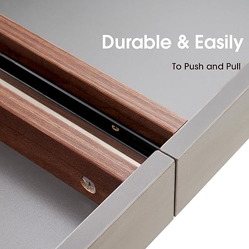 Miniatura 8 de ivinta Escritorio para computadora con cajones, estantes de almacenamiento para estudio y escritura, escritorio de oficina esquinero moderno con