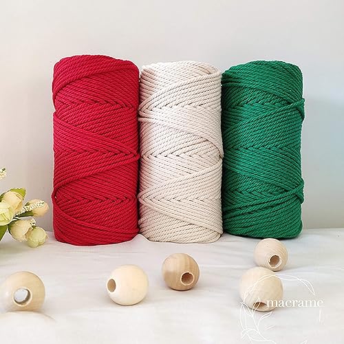 Miniatura 7 de Cuerda de macramé de algodón de 0.157 in, 328.1 ft, 1 paquete de 4 hebras torcidas de 0.157 in (0.157 in) para macramé tejida a mano hecha a mano