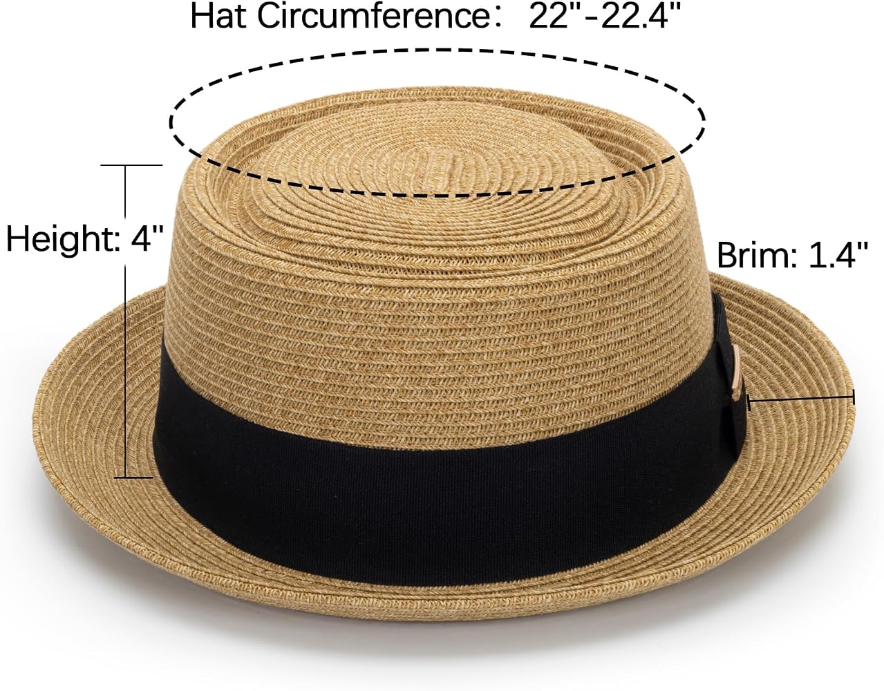 Summer Spring Straw-Fedoras-Hats Pork-Pie-Hat for Women Men  display picture 1