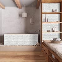 Hode Öntapadós tapétafólia tégla kőhatás mintával, fehér, vízálló, 90 x 600 cm, bútor és fal dekorációhoz 7