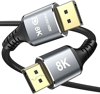 ZESKRIS 2m 8K DisplayPort Cable 1.4, VESA Certified DP to DP Cable Support 32.4Gbps 8K@60Hz HBR3, 4K@120Hz 144Hz, 2K@165Hz 240Hz, HDR10, HDCP2.3, DSC1.2, FreeSync & G-Sync for Game Monitor