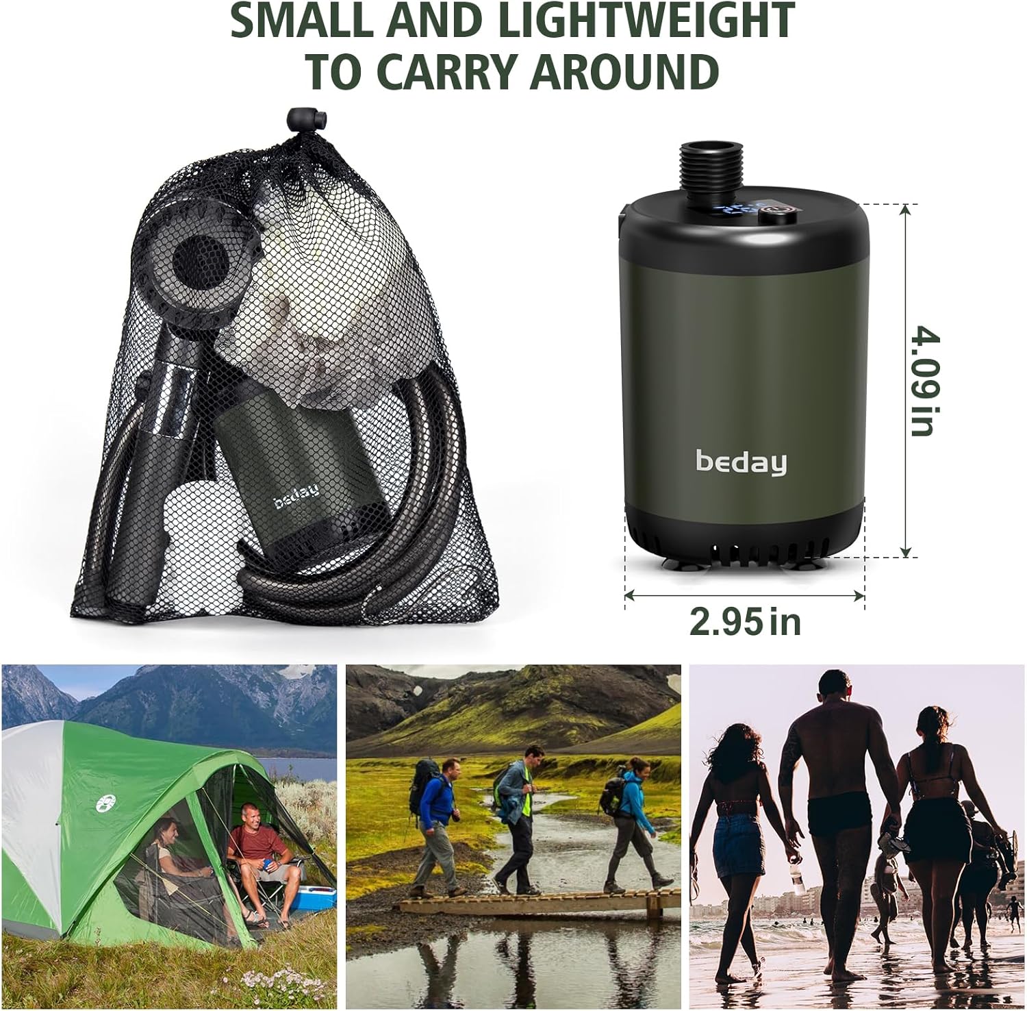 Portable Camping Shower Pump Kit, 7800mAh Showers Pump for Travel, Camping,Outdoor, Tents Shower and Pet Cleaning, with Water Temperature Display and Rechargeable Battery