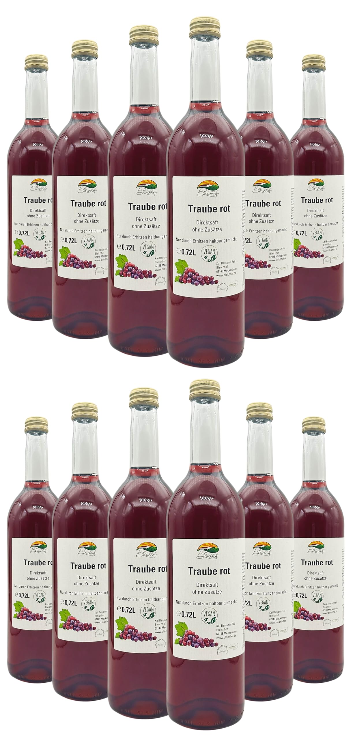 BLEICHHOF® Traubensaft (rot) -Direktsaft, vegan (12x0,72l)