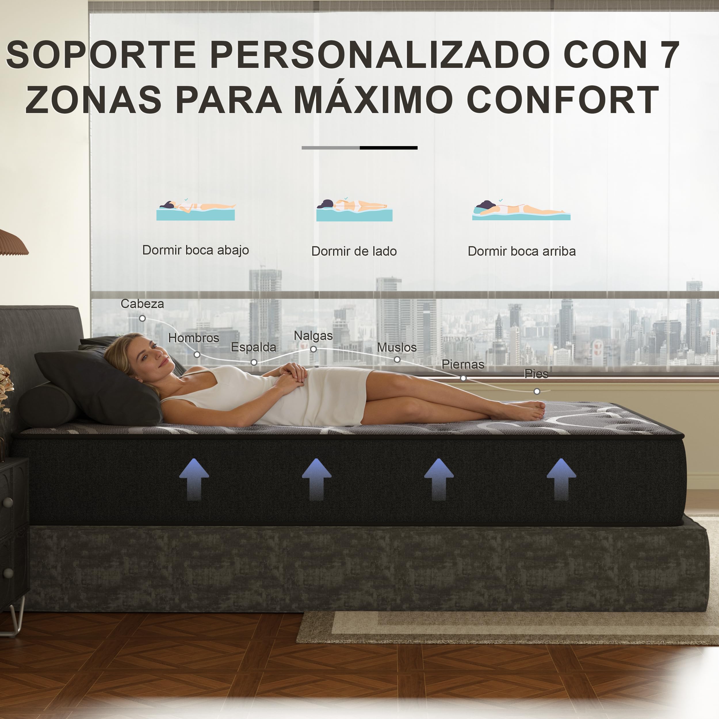 DEWINNER Colchón Viscoelástico 135x190 cm Altura 25 cm Hipoalergénico