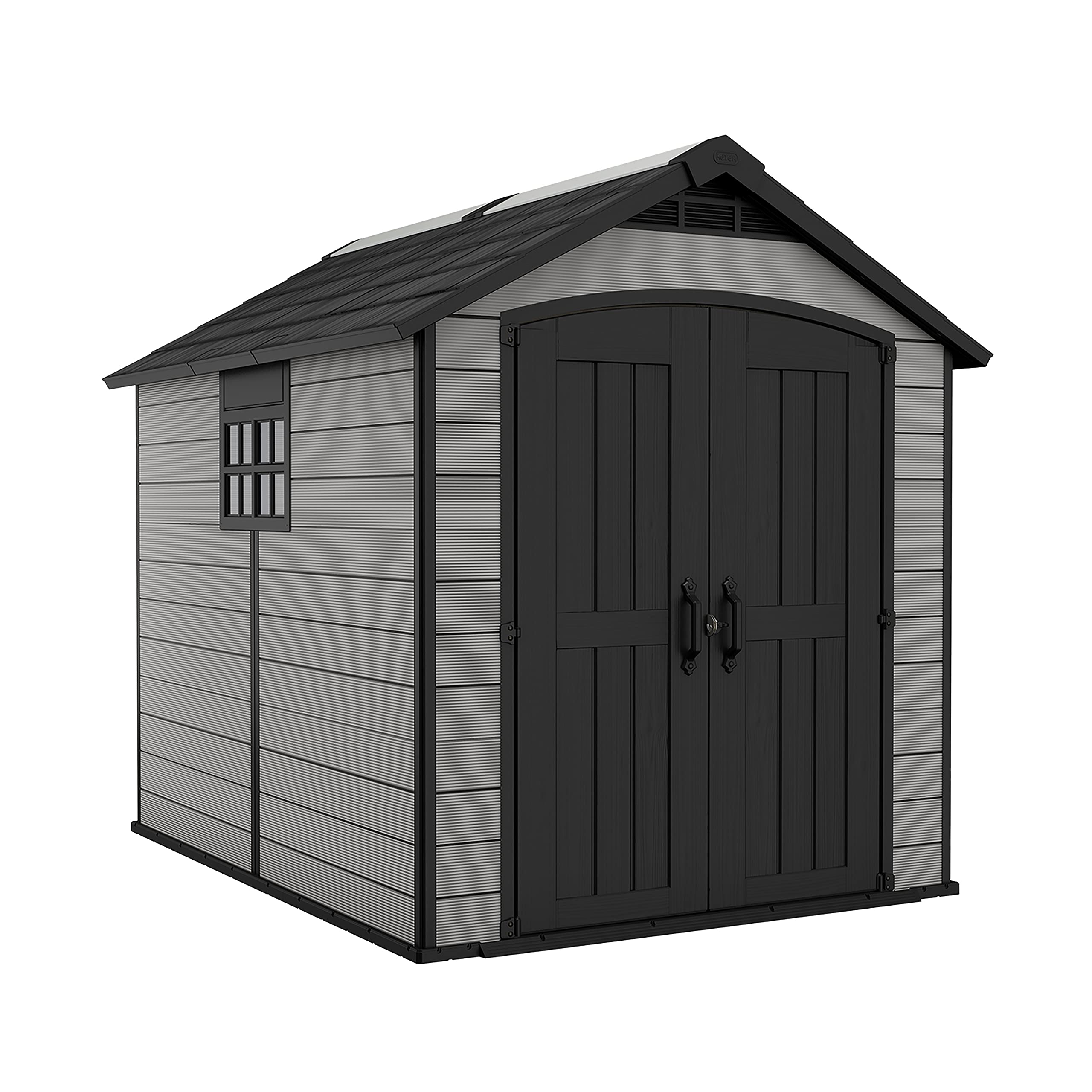 KeterPremier Apex Outdoor Garden Storage Shed Grey 7.5x9 ft