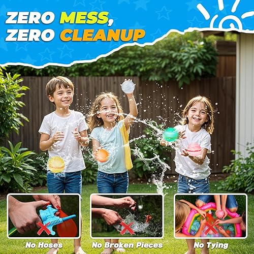 Miniatura 5 de TIZIKCON Reusable Water Balloons, Latex-Free Silicone Water Bomb Summer Fun Outdoor Toys, Pool Beach Toys for Kids Adults, Quick Fill Self-Sealing