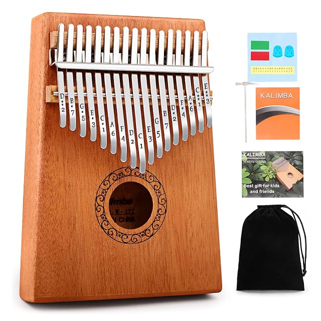 Kalimba Thumb Piano YUNDIE Portable 17 Keys Mbira Finger Piano with Tune Hammer and Instruction Musical Instruments Birthday
