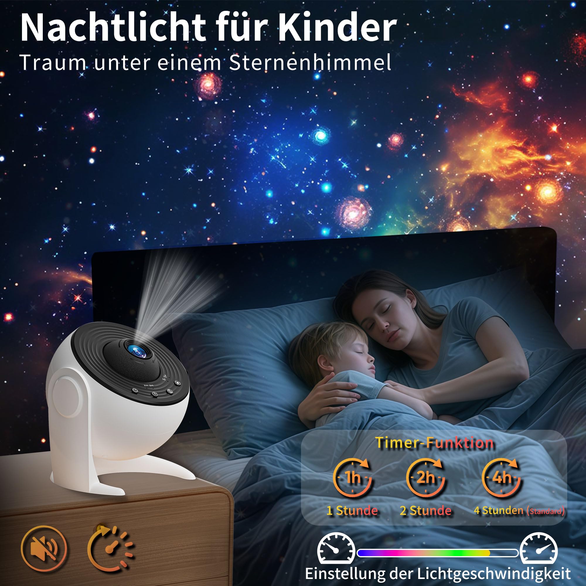 FlyLily Sternenhimmel Projektor, 13 in 1 Galaxy Projektor Zimmerplanetarium, Deckenprojektor mit Timer, 360° Drehbare, Sternenhimmel Nordlicht Lampe für Kinder Erwachsene Geschenk Weihnachten, Weiß
