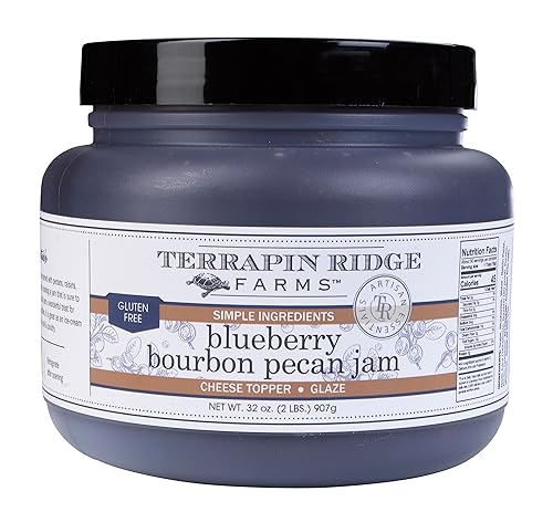 Terrapin Ridge Farms Blueberry Bourbon Pecan Jam - Una jarra de 32 onzas
