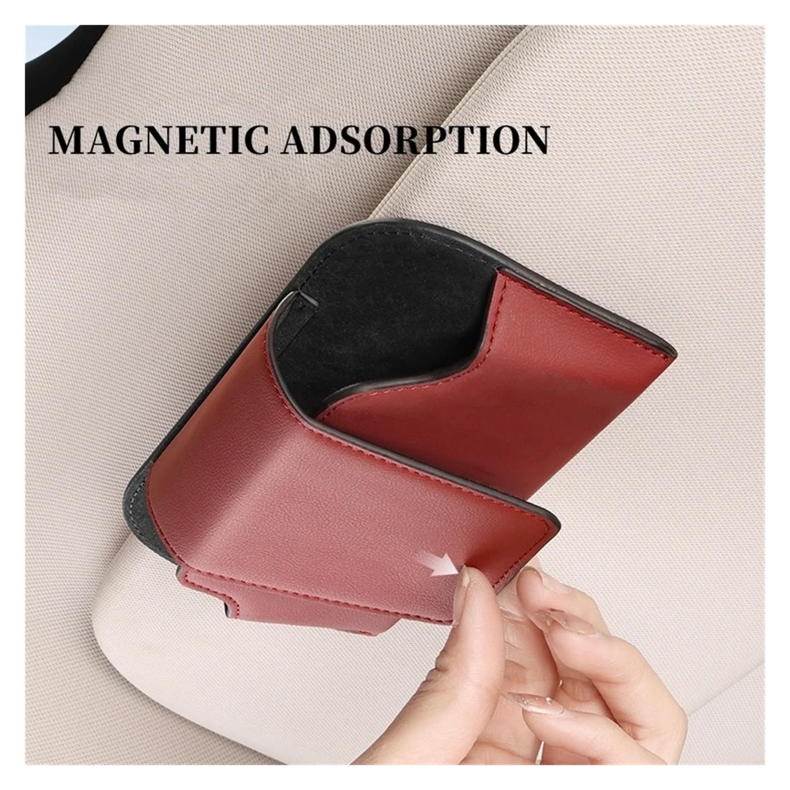 Support Universel Lunettes Auto Étui À Lunettes Pare-Soleil Automatique Porte-Lunettes en Cuir Clip Porte-Cartes Porte-Billet Rangement Intérieur Multifonction(Gray)