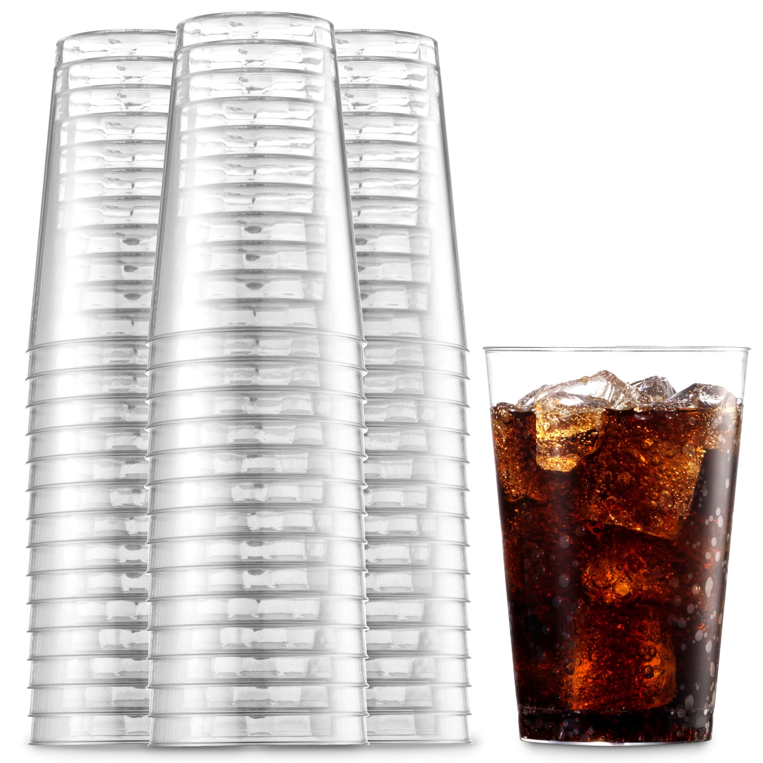 Munfix 100 Clear Plastic Cups 12 Oz Plastic Tumblers Fancy Disposable Wedding Party Cups Elegant Party Cups Recyclable and BPA-Free