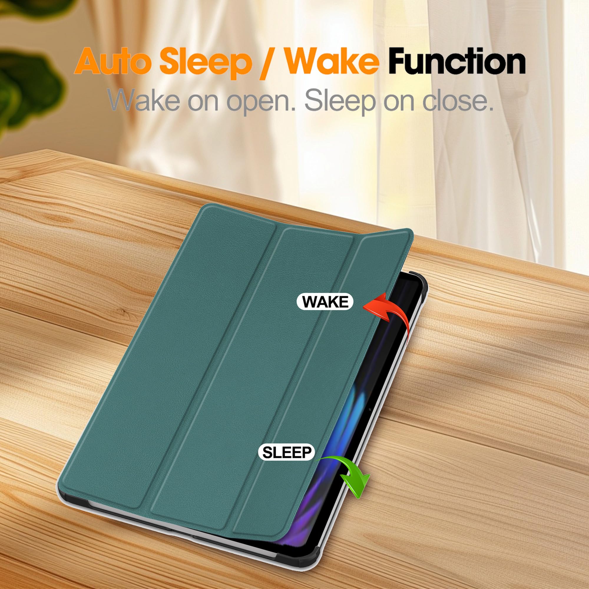 Custodia per Honor Magic Pad 4 12.3" Cover in Pelle Case, + [1 Pezzi] Vetro Temperato Pellicola Protettiva [Auto Svegliati/Sonno][Supporto Funzione ] [Anti-Scratch] Verde
