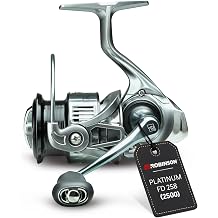 Robinson fishing reel with 8 ball bearings - backstop - graphite housing - aluminum coil - 5.21 gear ratio - 8 kg braking force - spinning reel - Platinum