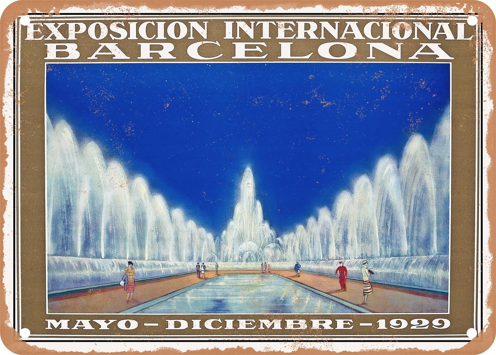 METAL SIGN - 1929 International Exhibition Barcelona May-December 2 Vintage Ad home decor