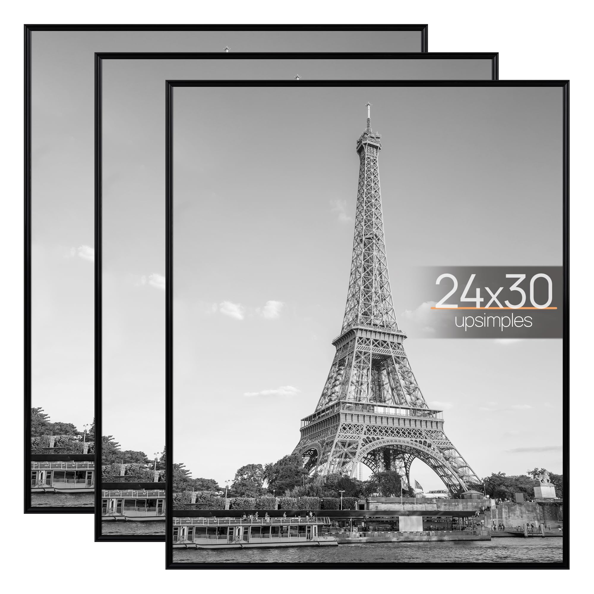 upsimples 24x30 Poster Frame, Easy Slide-In Assembly, Black, 3 Pack