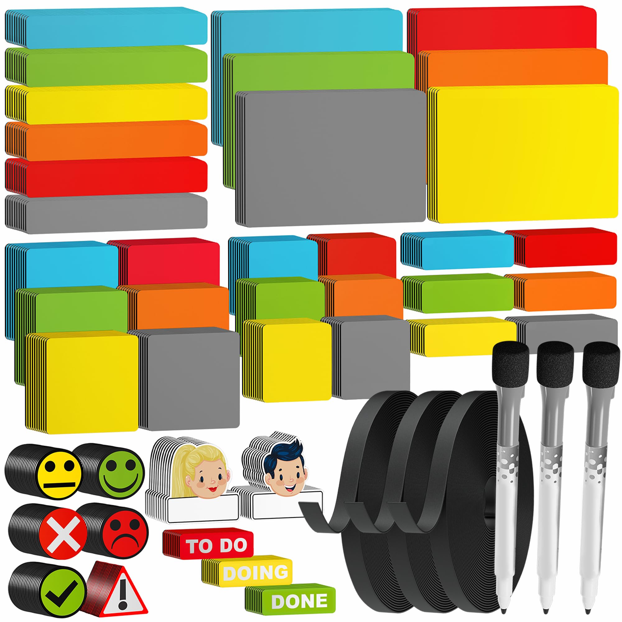 Atwam 741 Pieces 741 Writeable Magnets & Accessories Mega Set - Magnetic Labels - 6 Colors - Scrum & Kanban - Magnetic Notes - Whiteboard Strips For Magnetic Board, Magnetic Wall & Fridge