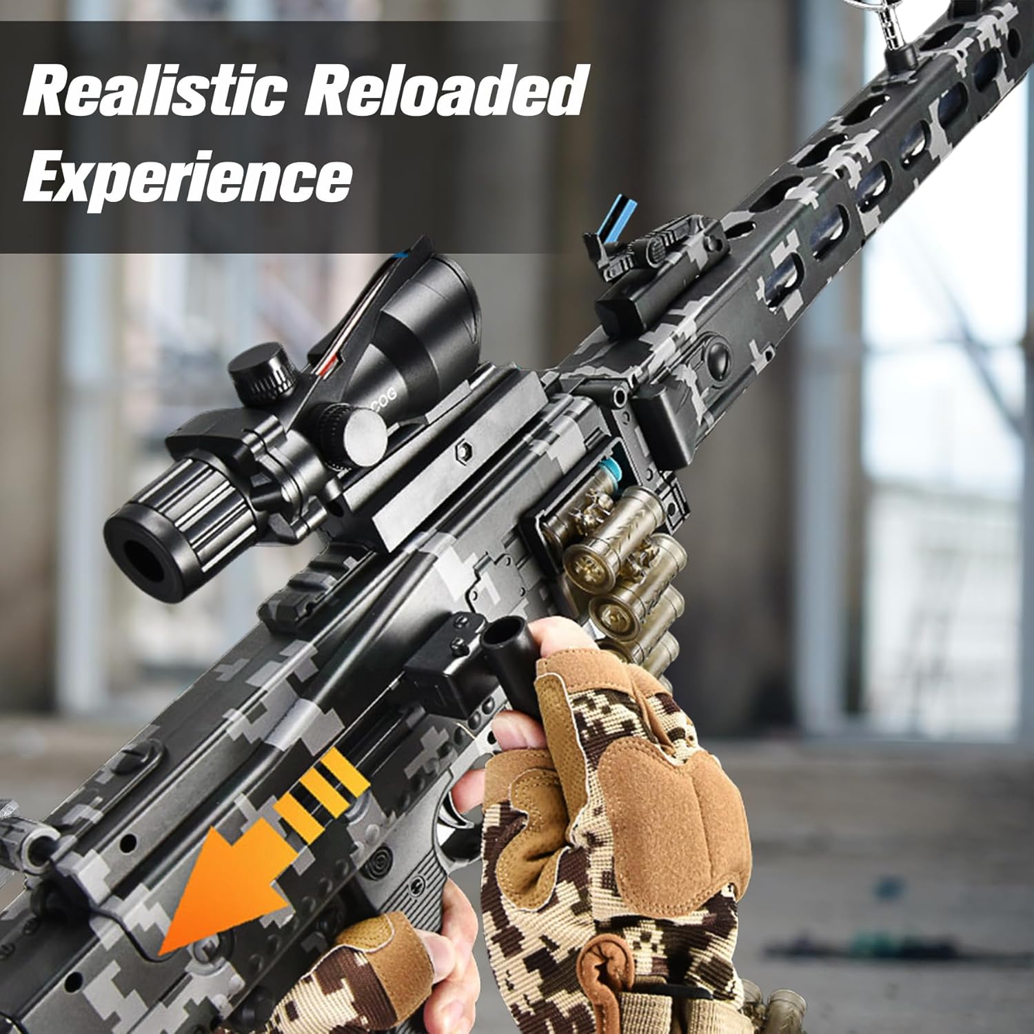 Larmside Foam Blaster with Flexible Shell Ejecting, Shooting Fun, Premium Foam Bullets, Outdoor Shooting Activities, 18+ (AutomaticMG3)