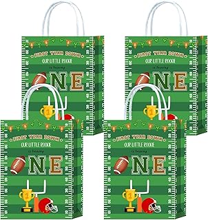 16 Pieces Football First Down Birthday Birthday Party Favors Bags,Football 1st Birthday Gift Snacks Treat Candy Party Favors Bags with Handles for Girls Boys 1st Birthday Party Decorations
