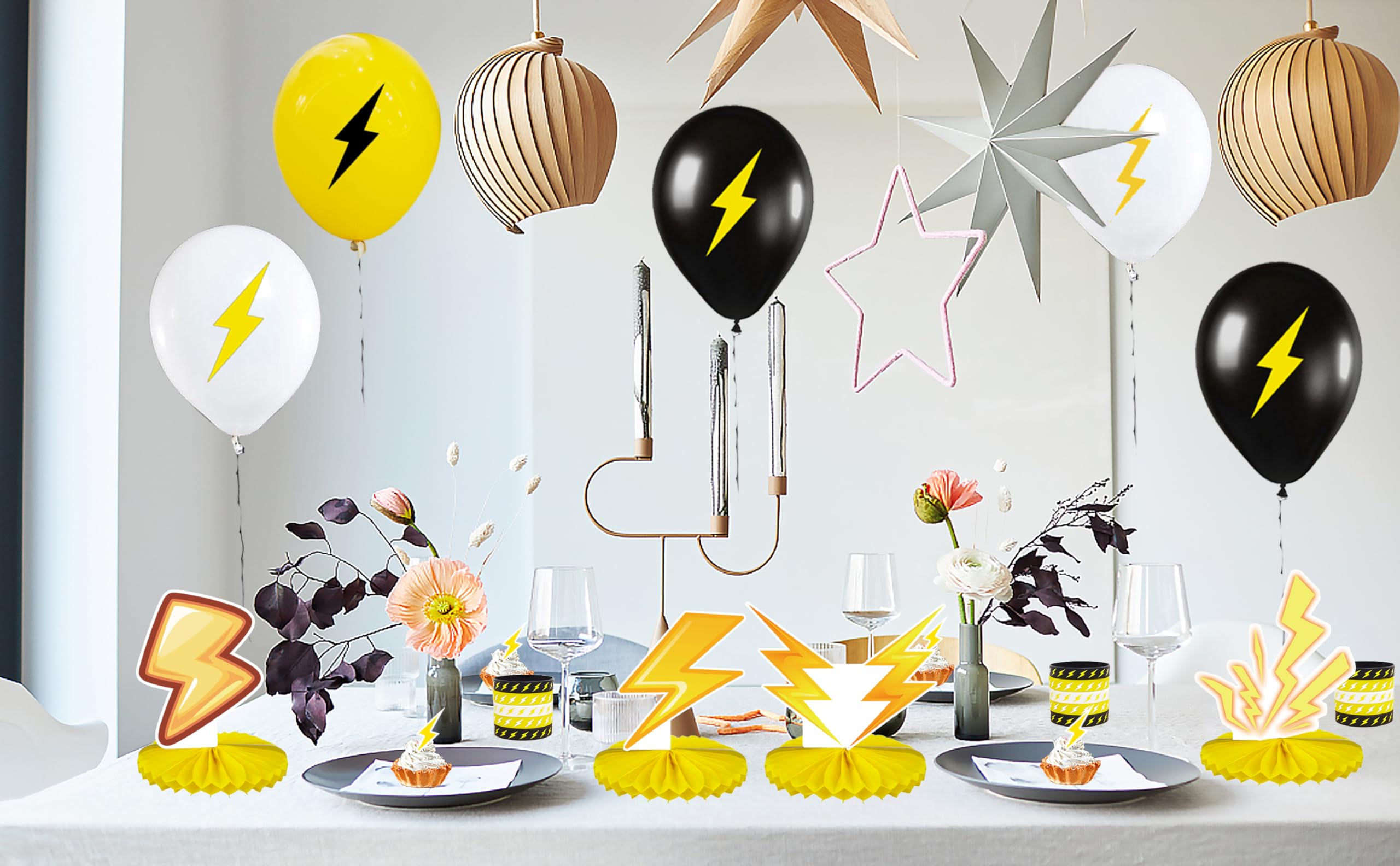 2-Pack Lightning Bolt Table Runners - 12x72 Inch Weather & Birthday Party Decorations