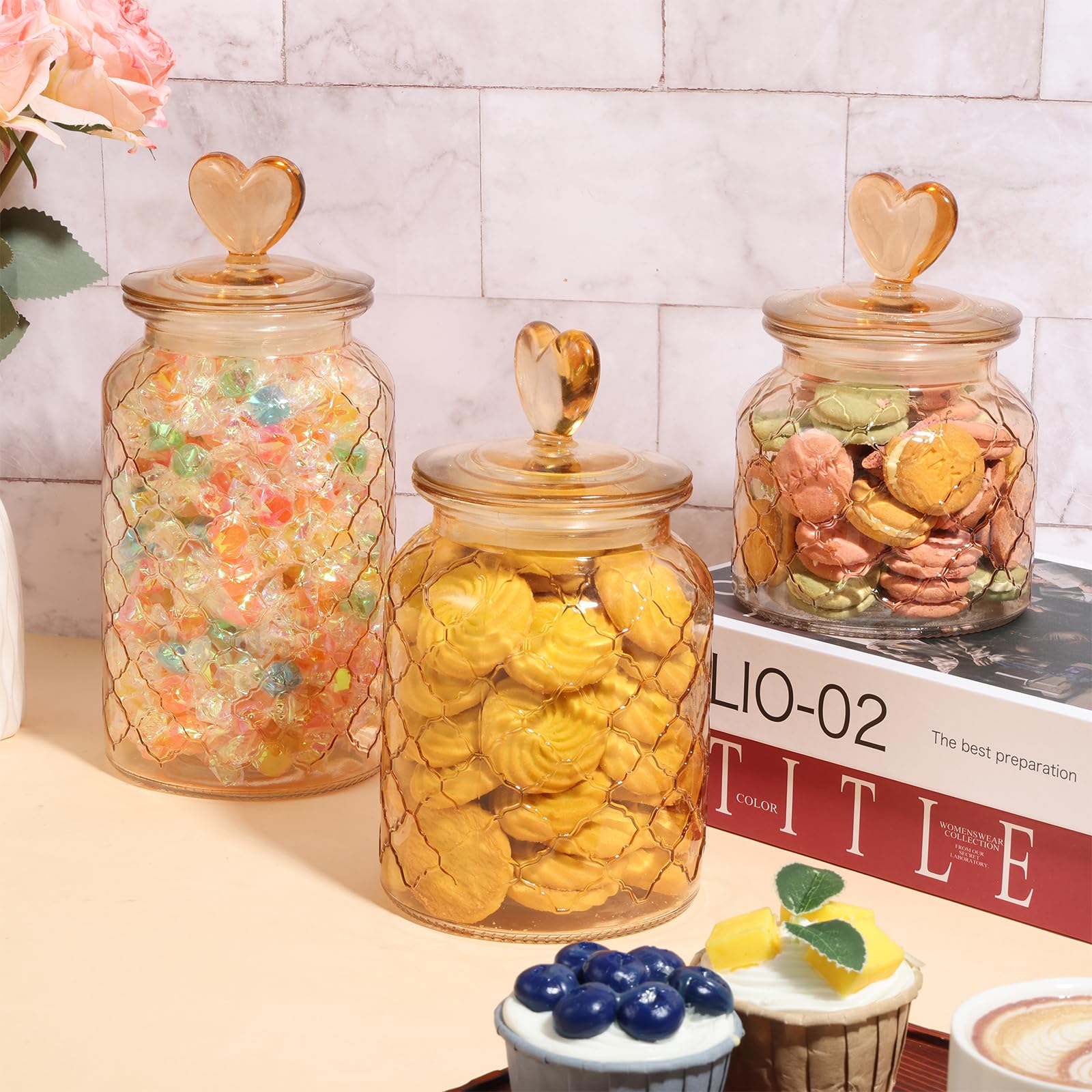 OJMHD 8er Set Bonbongläser 240ml Mit Deckel - Vintage Vorratsgläser