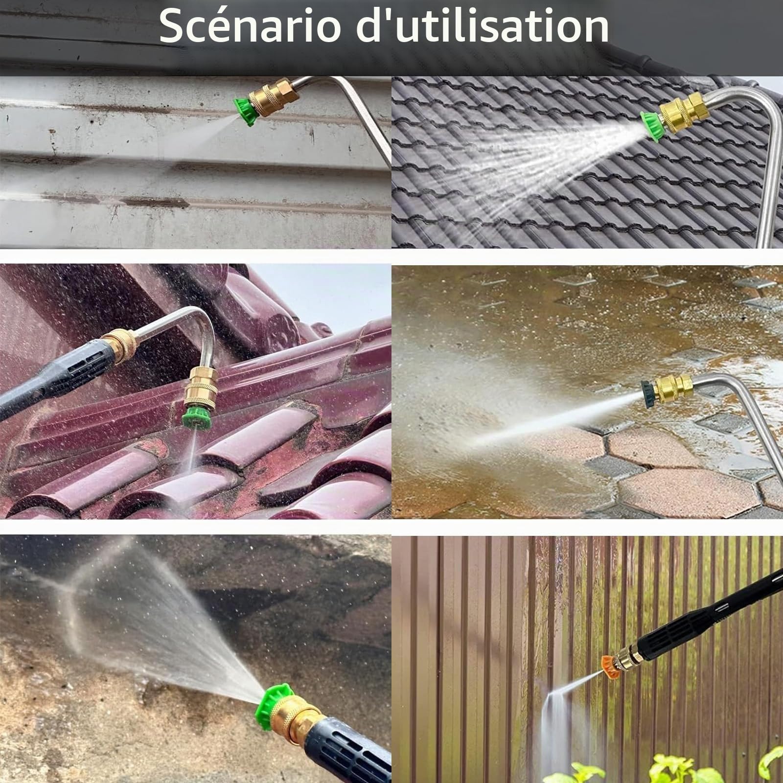 Lance Nettoyeur Haute Pression pour Kärcher, Lot de 10 Accessoire pour Nettoyeur Haute Pression 4000 psi avec 5 Embouts de Buse à Raccord Rapide 1/4 pouce Lance Telescopique Pulverisateur Toiture