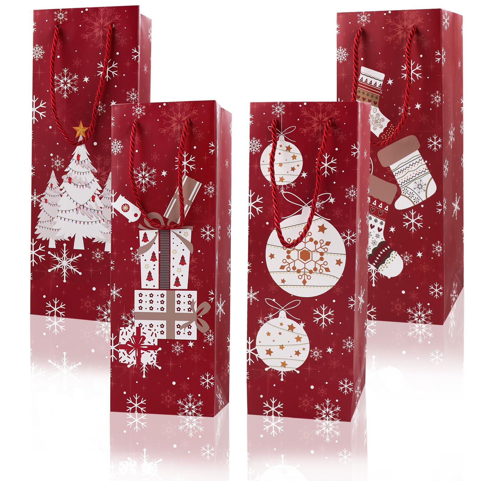 NICKLIN 8 Pcs Christmas Bottle Gift Bags Multipack