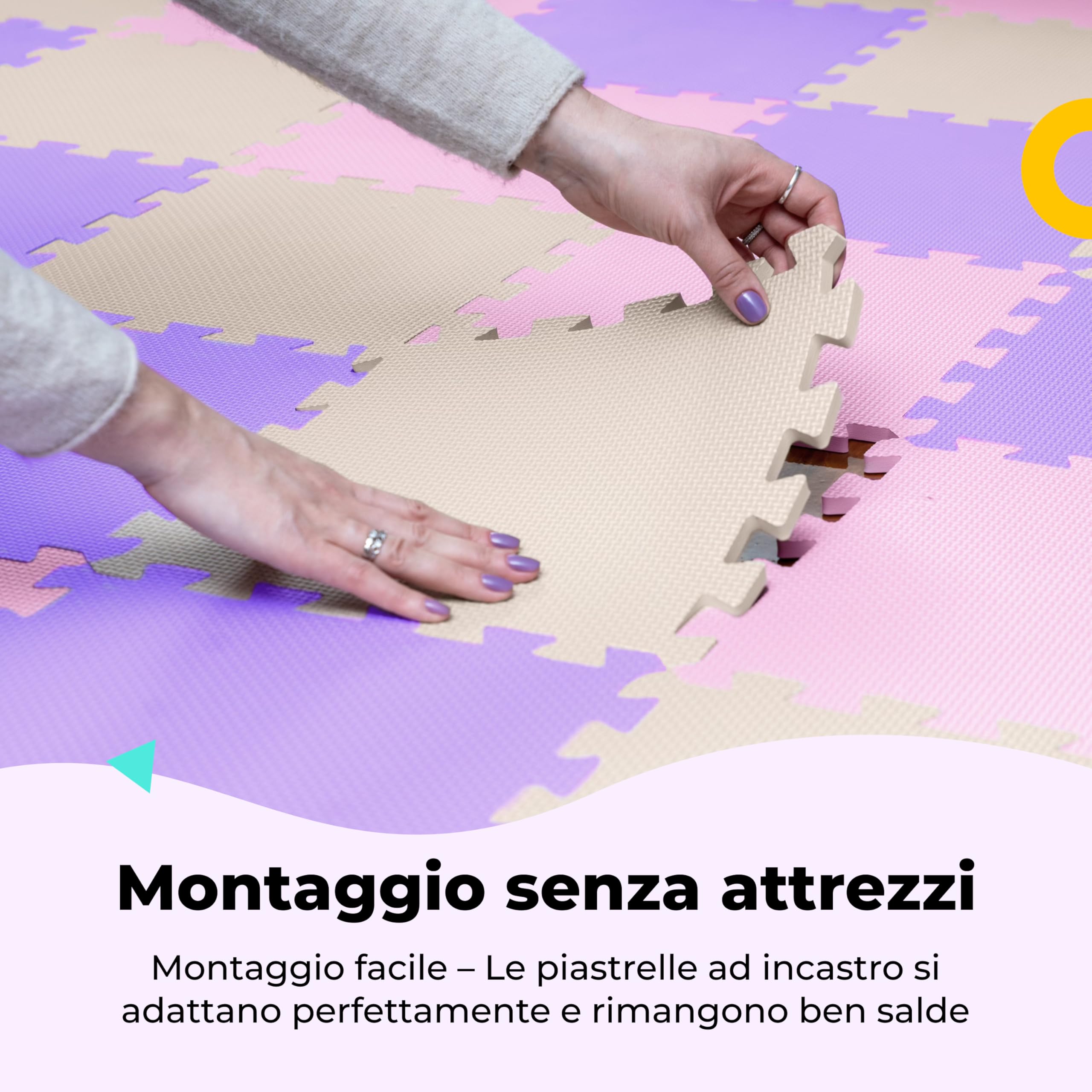 Piastrelle per pavimenti in schiuma atossiche, confortevoli, tappetino da gioco e piastrelle ad incastro 74x74 cm, per gattonare e sviluppare, morbide