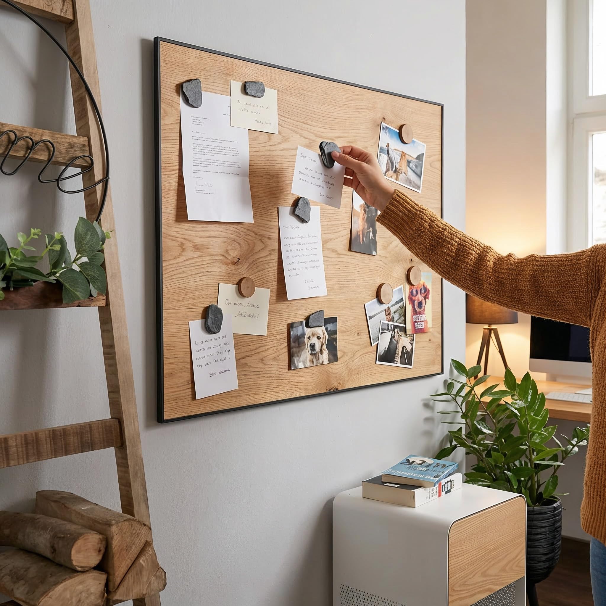 Magnettafel aus echtem Eichenholz (40 x 61 cm) – starke Magnetkraft & edles Design – Magnetboard für Küche, Büro, Flur – einfache Montage – verschiedene Größen