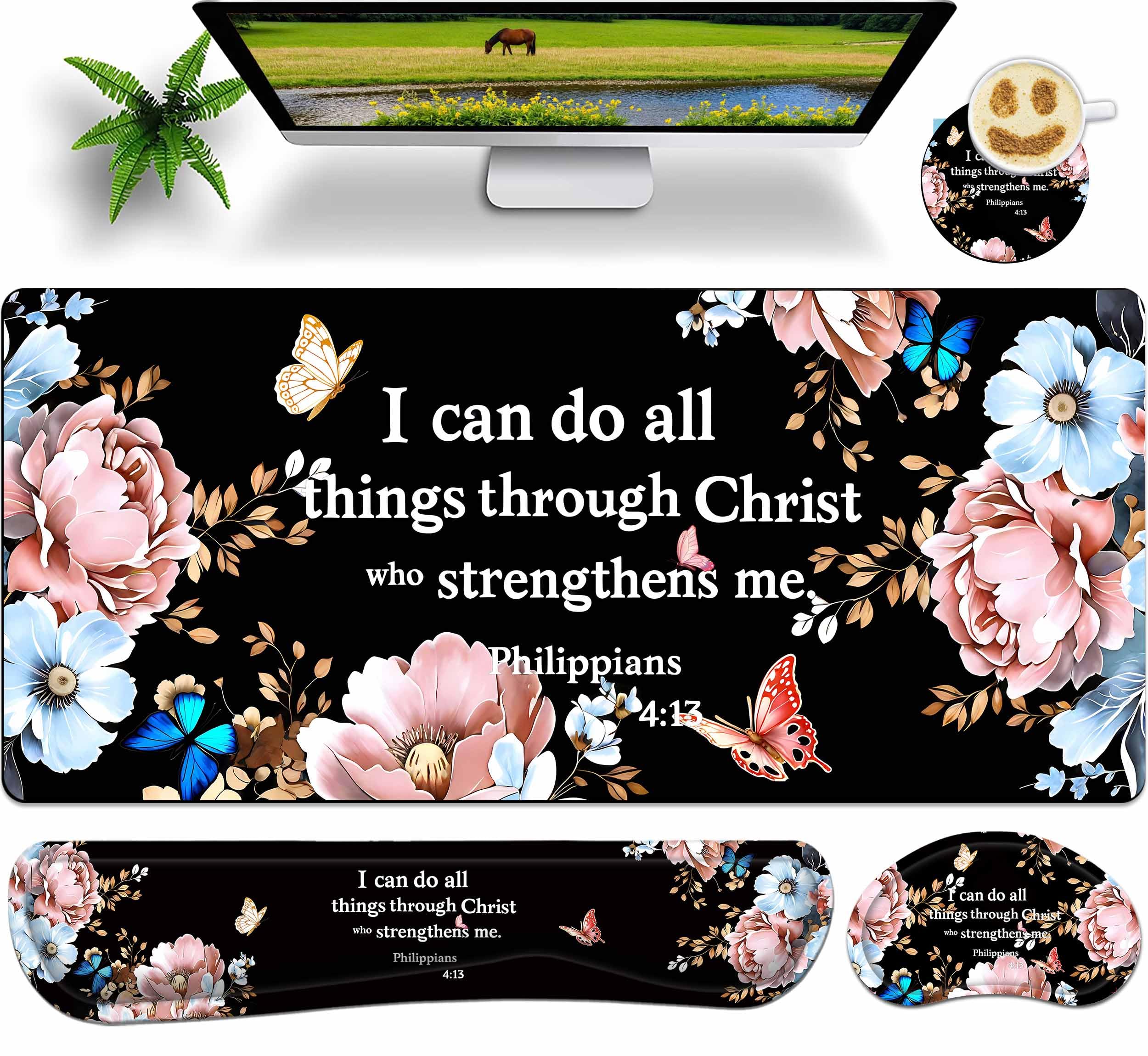 JYCUHTCL Christian Floral Mouse Pad Set