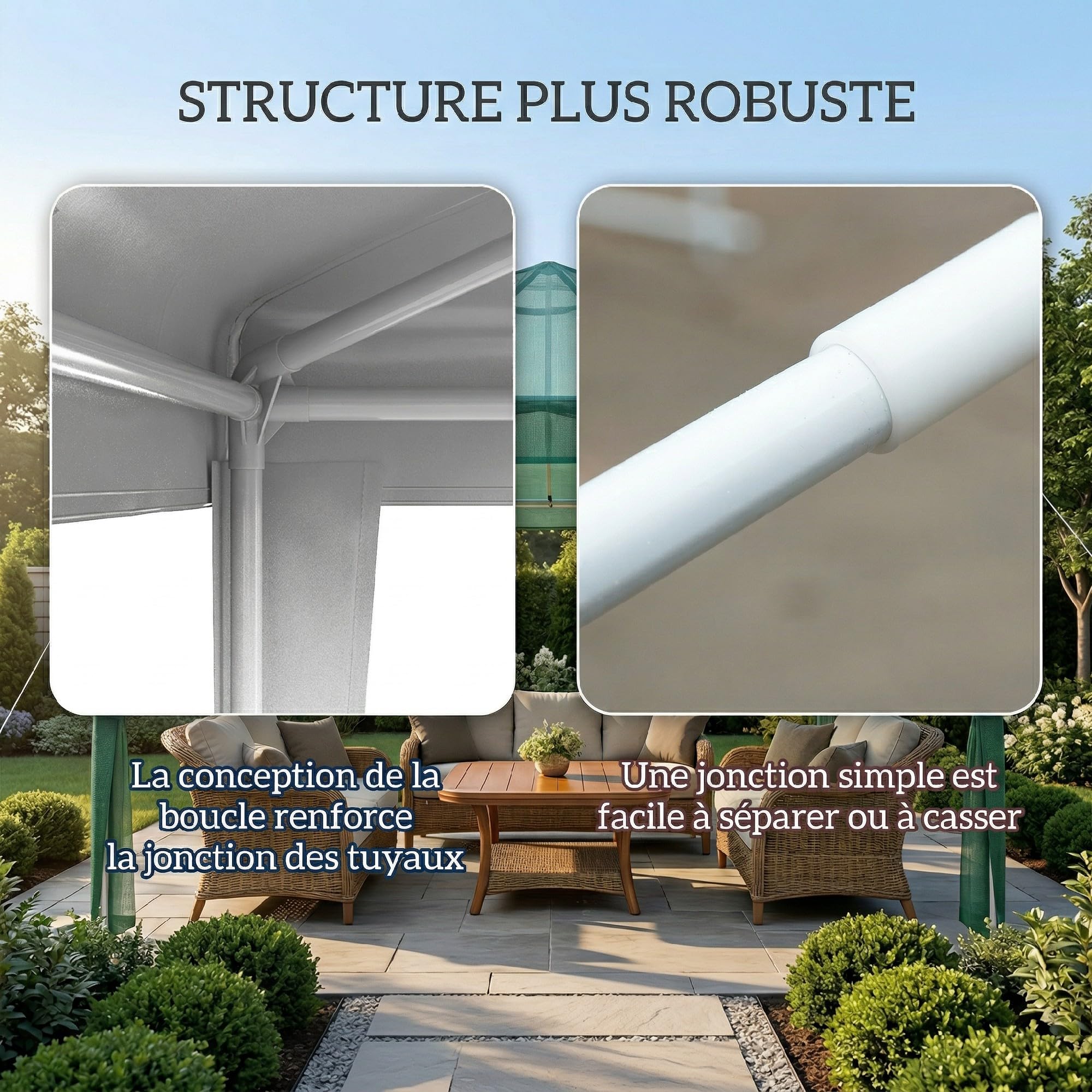 Outsunny Tonnelle de Jardin 3x3m Barnum Cadre Acier RobusteToile PE Blanc