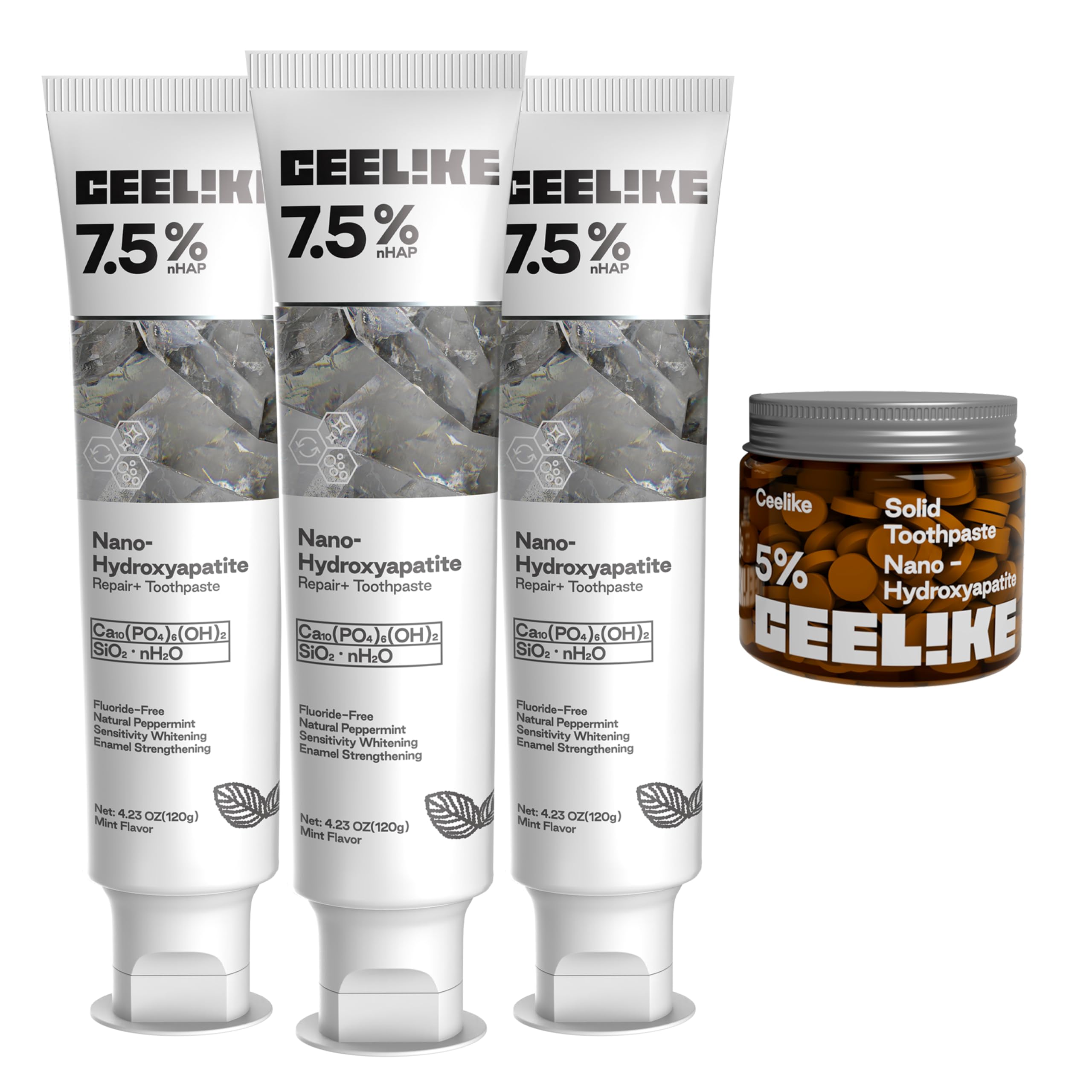 Amazon.com: CEELIKE Hydroxyapatite Toothpaste 3-Pack with 62-Count