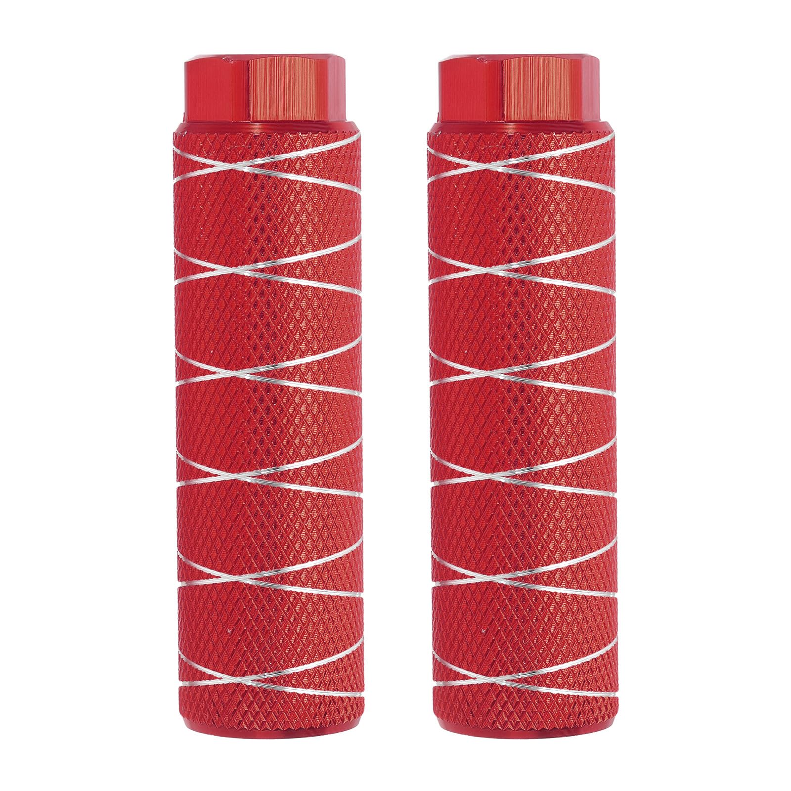 PATIKIL Bike Pegs Fit 3/8 Inch Axles, 2 Pack Aluminum Alloy Anti-Skid Lead Foot Bicycle Peg Back Seat Stands with Thin Line for BMX Mountain Dirt Bike Cycling Rear Stunt Pegs, Dark Red