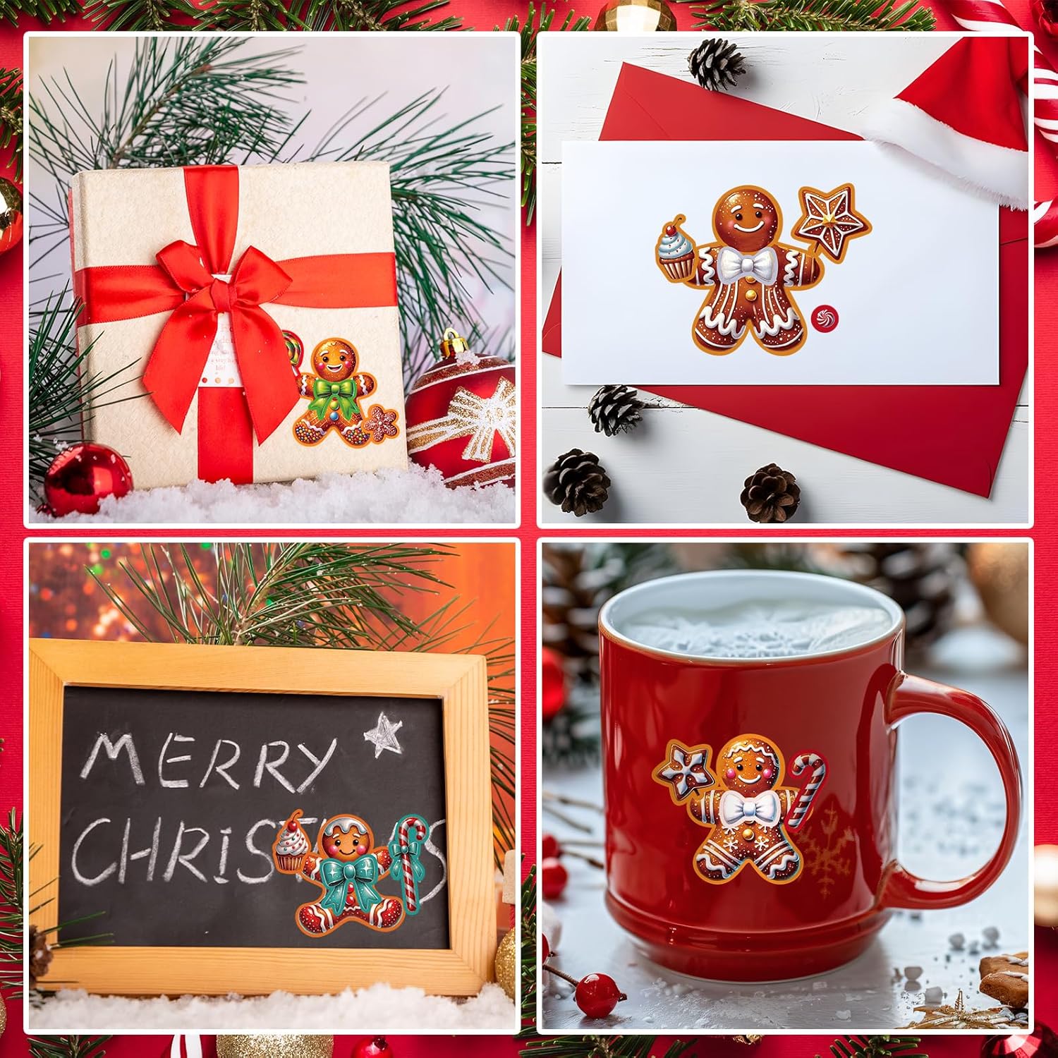 Ceiba Tree Gingerbread Man Stickers for Kids 300Pcs Christmas Make Your Own Gingerbread Man Sticker Happy Holidays Rolled Scene Stickers for Classroom Home School Party - Image 5