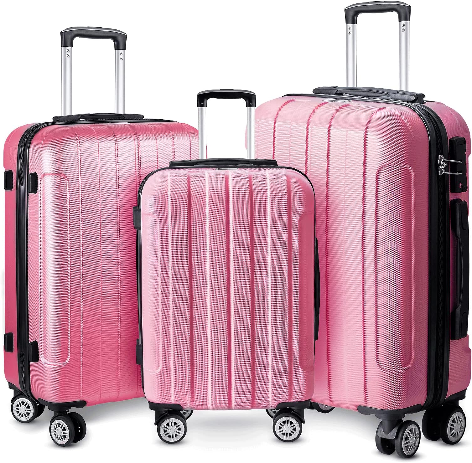 Hardshell Luggage Sets,Hardside Lightweight PC+ABS 3 Piece Set Suitcase Clearance with TSA Lock & Spinner Wheels(20”/24”/28”)