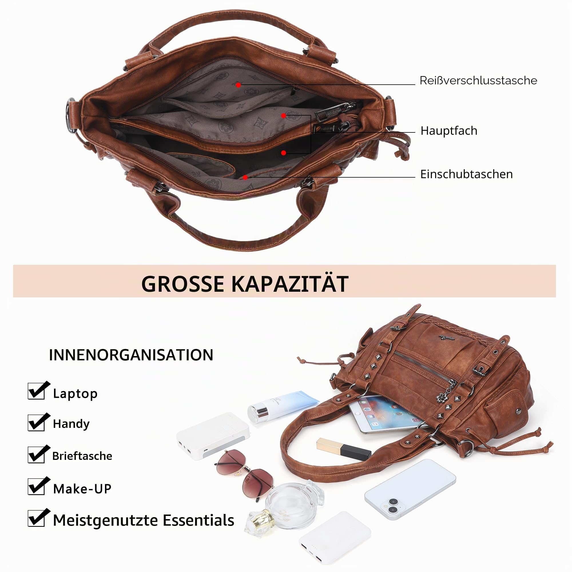 Angel Kiss Schultertasche für Damen, mehrere Taschen, Retro, Hobo-Handtaschen, Umhängetasche