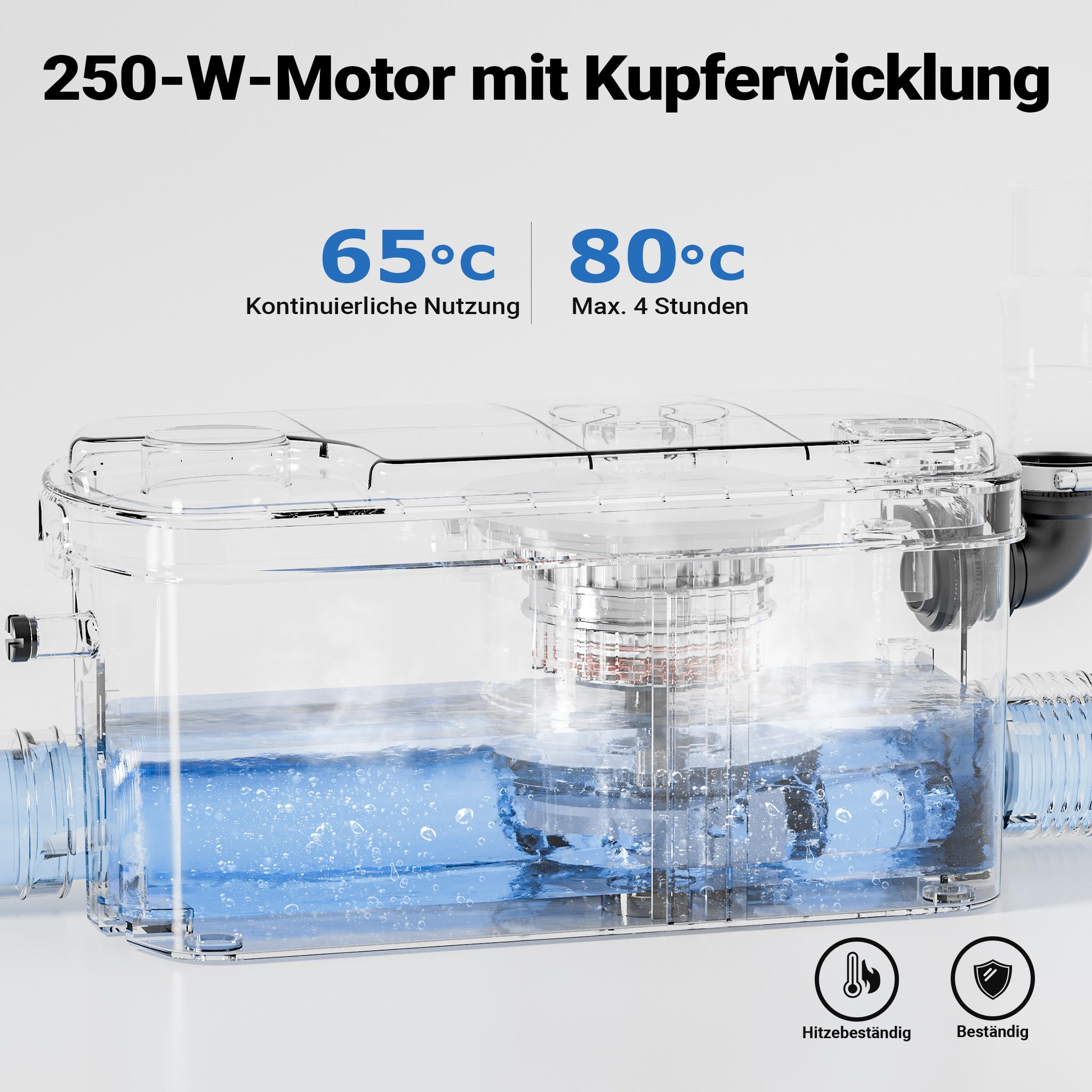 XPOtool 3/1 Kleinhebeanlage 250 W mit 3 Einlässen, Hebeanlage bis 8,5 m Höhe, Abwasserhebeanlage z. B. für WC und Dusche, kompakte Fäkalienhebeanlage