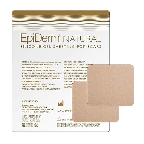 Epi-Derm Patch - 2 x 2.5 in - (1 par) (natural) hojas de silicona para cicatrices de Biodermis