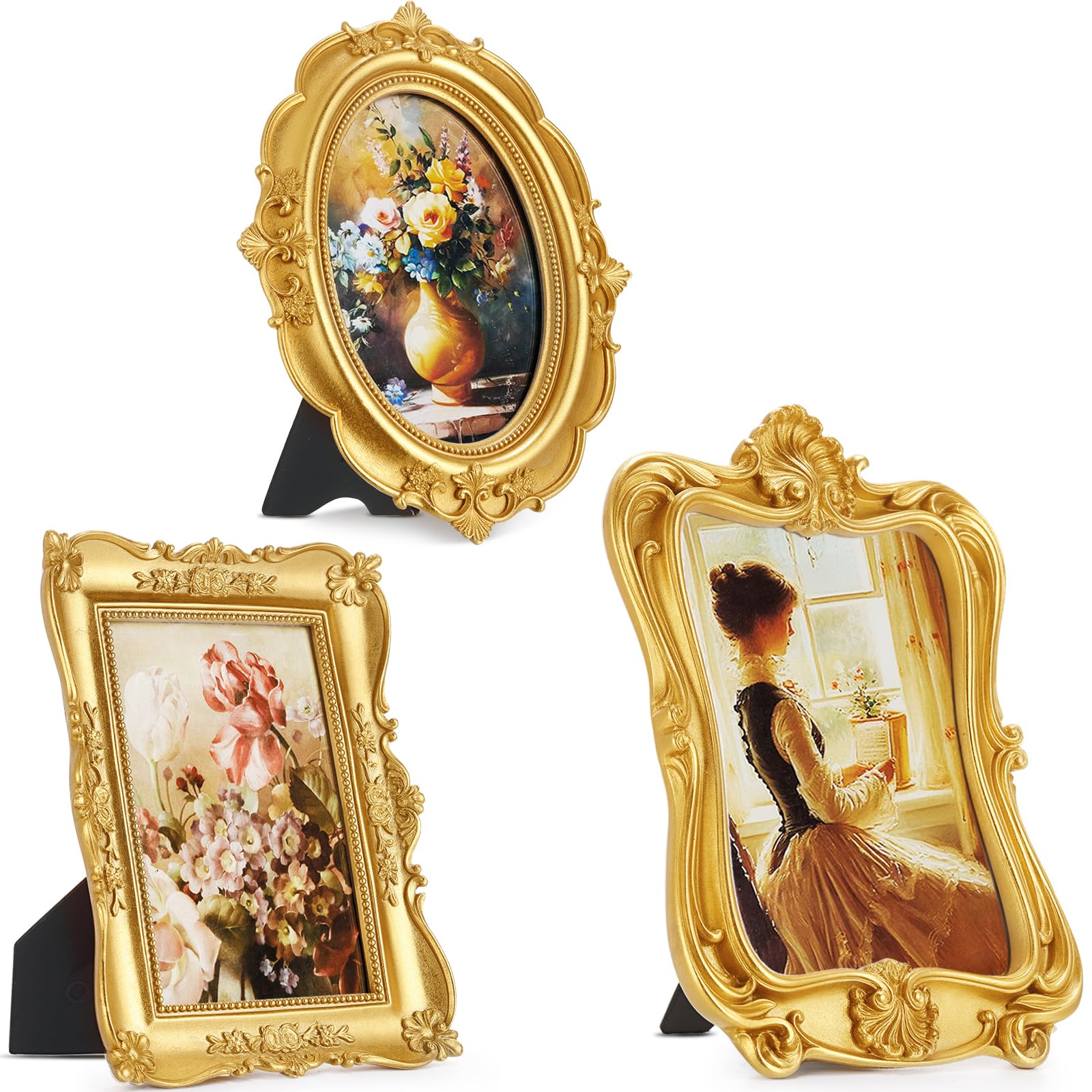 Amazon.com - Qunclay 3 Pcs Vintage Resin Picture Frame 4 x 6,5 x 7
