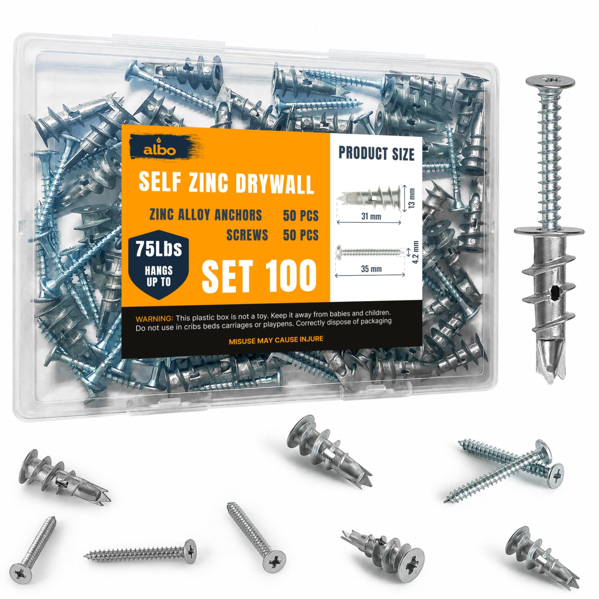 Metal Drywall Toggle Anchors - 10 Pack -12