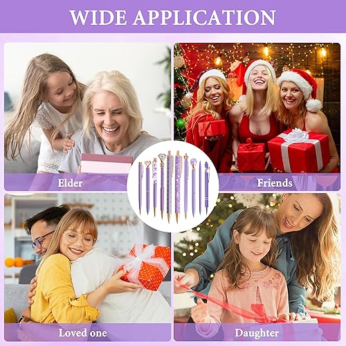 Miniatura 7 de DAIKOYE Juego de 10 bolígrafos de bola para niños, regalos morados, bolígrafos morados para mujeres y niñas, suministros de oficina, suministros