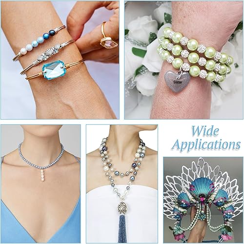 Miniatura 4 de Pandahall - Cuentas de perlas de cristal ambientales con brillo satinado de 0.315 in para hacer manualidades de joyería y manualidades, alrededor de