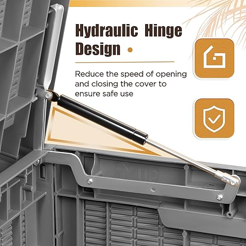 Vista 149 de Devoko Caja de resina de 120 galones, impermeable, para interiores y exteriores, contenedor de almacenamiento grande con cerradura para muebles