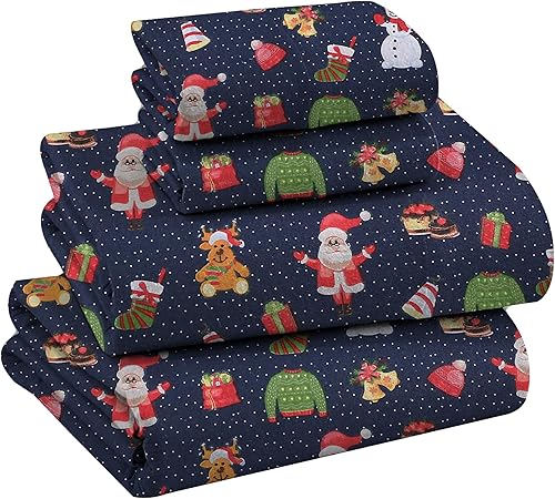 RUVANTI Juego de sábanas de franela de tamaño individual, 100% algodón cepillado, bolsillos profundos de 16 pulgadas, se adapta a hasta 18 pulgadas,