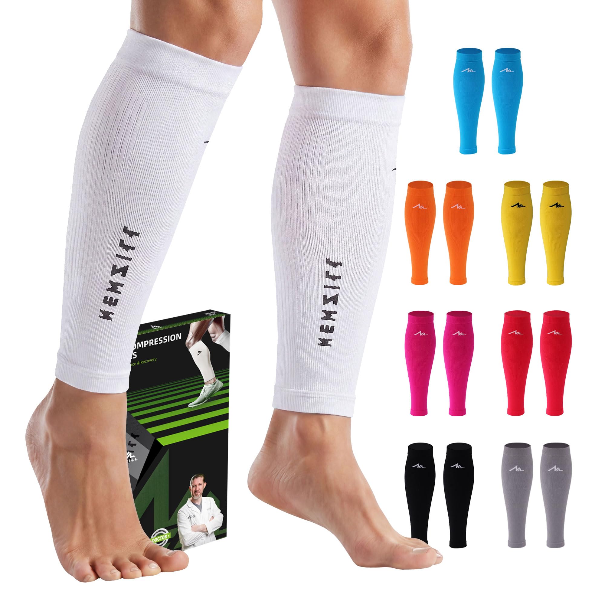NEWZILL Compression Calf Sleeves (20-30mmHg) for Men &amp; Women Perfect Option to Compression Socks for Running Travel Nursing