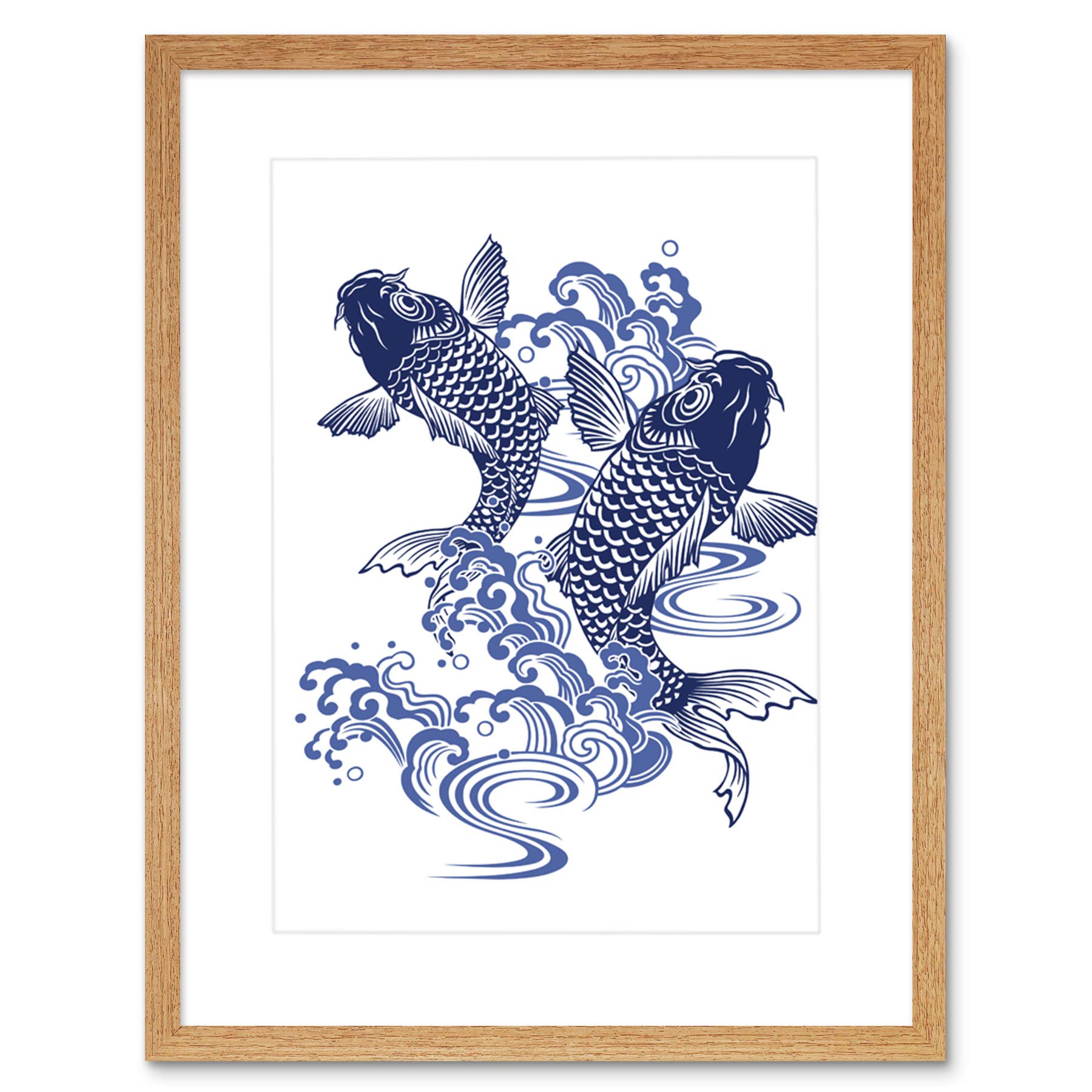 Japan Koi Carp Wall Art Print - Framed - 9x7 inch - Artery8