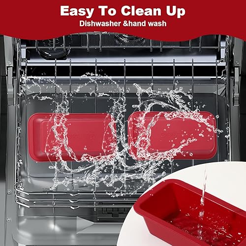 Miniatura 5 de 10 mini moldes de silicona roja  Moldes antiadherentes para hornear para pan, pasteles, pastel de carne y más (6.1 x 3.3 x 1.8 pulgadas)