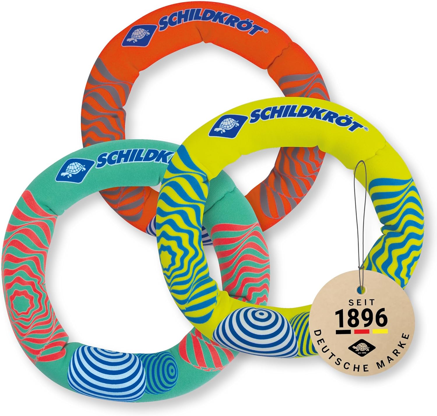 Schildkröt 970326 Neoprene Diving Rings, 3 Sand Rings, Diameter 14 cm, Easy to Grip, Standing on The Bottom, 970326