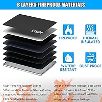 Vista 2 de 5200℉ Fireproof Document Box with Lock, Waterproof File Organizer with Handle, Portable Collapsible Filing Cabinet with Reflective Strip for Hanging