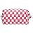 Checkered Makeup Bag for Purse Portable Zipper Make Up Pouch Small Cosmetic Case for Travel Accessories Pink White